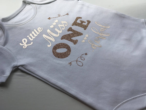 Rose Gold glitter 1st Birthday vest