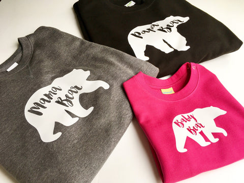 Mama Bear, Papa Bear and Baby Bear Jumper set.